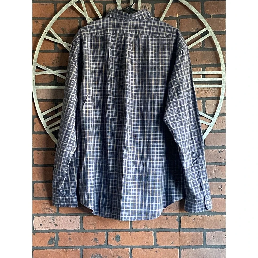 Men's Ralph Lauren Cotton Button Down Custom Fit Shirt Navy Blue Size XXL